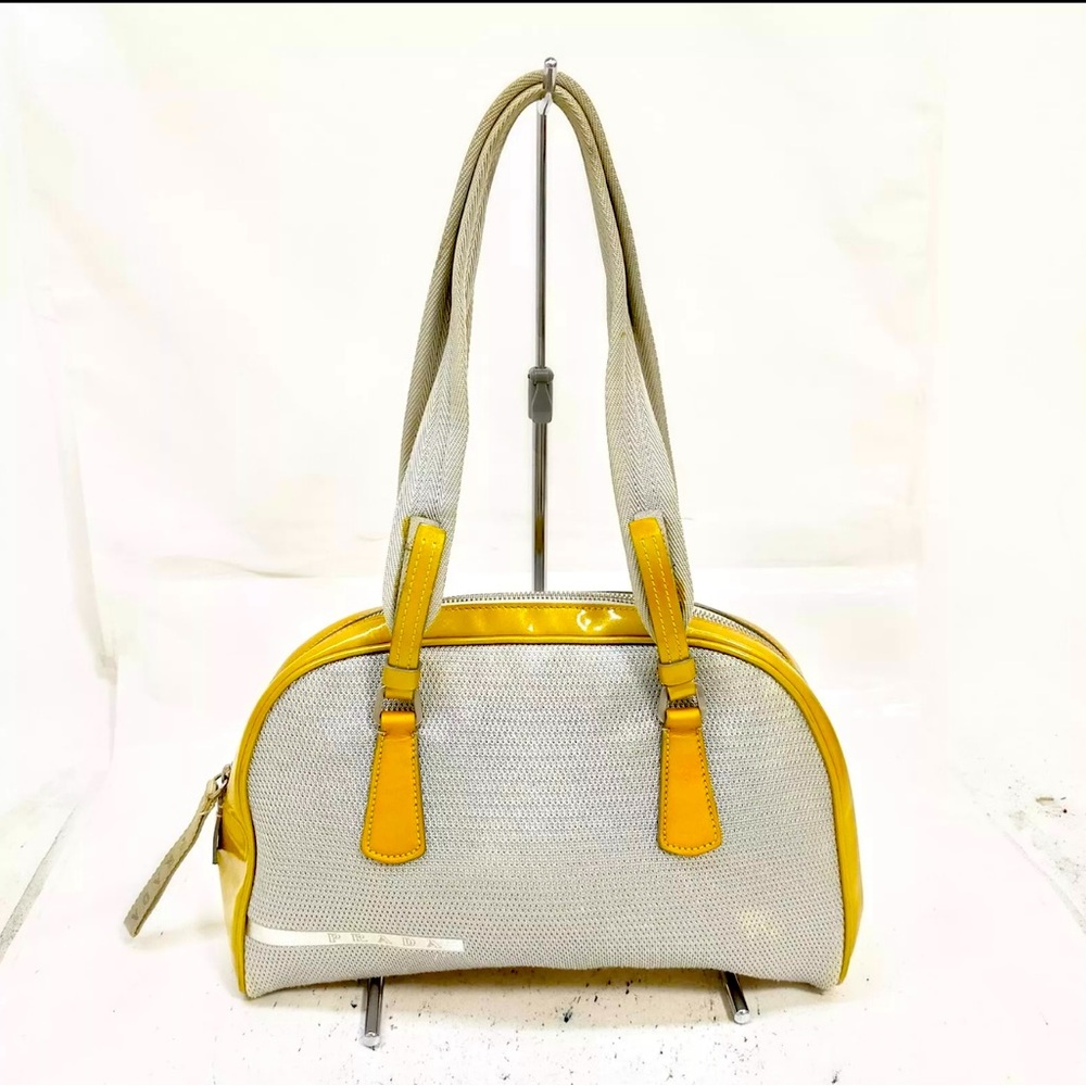 Prada Hand Bag  Gray Fabric and leather made in Italy 🇮🇹